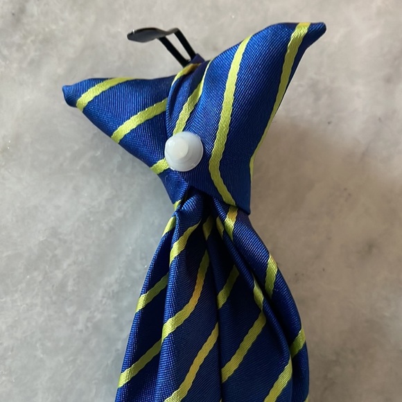 Navy & Neon Green Striped Baby Boys Clip On Tie - Picture 3 of 7